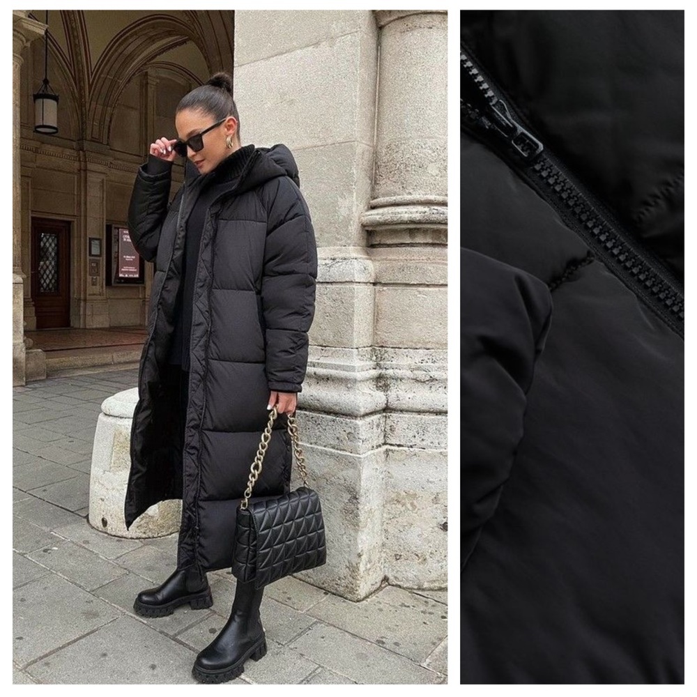 H&M Black Long Puffer Jacket Coat